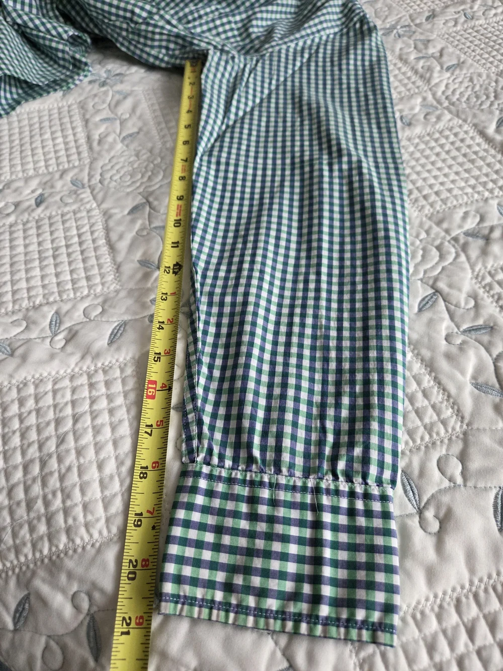 J. Crew Men's Blue and Green Gingham Button-Down Shirt